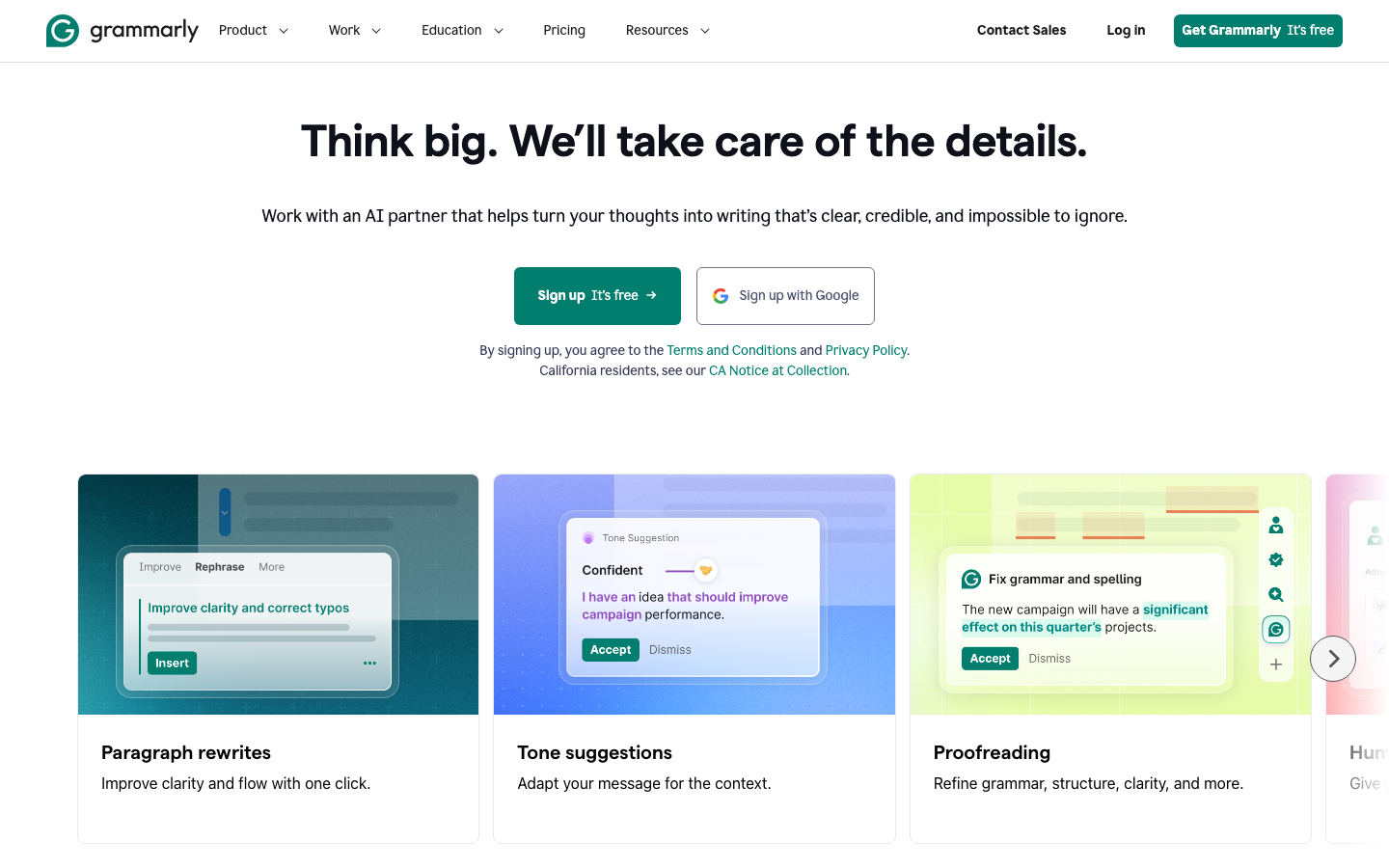 Grammarly official website, captured June 2026