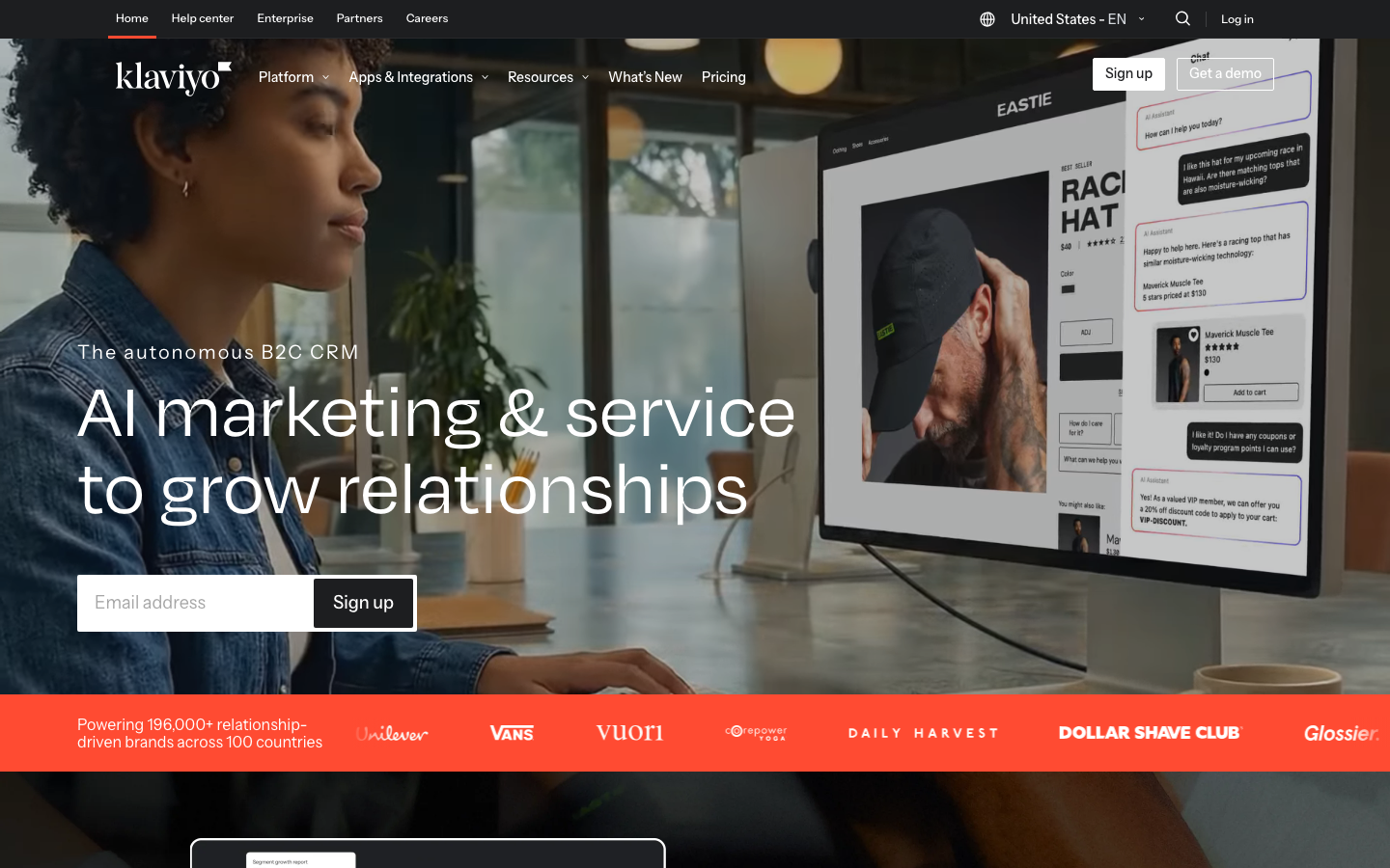 Klaviyo official website, captured June 2026